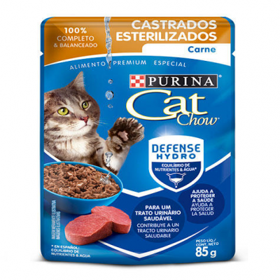 Comida Húmeda Para Gato Cat Chow Adultos Esterilizados Carne