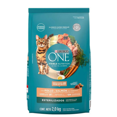 Comida Para Gato One Esterilizado Pollo y Salmón 2kg