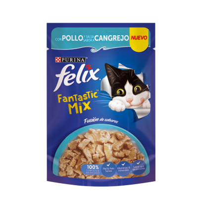 Comida Húmeda Para Gato Felix Fantastic Mix Pollo Cangrejo